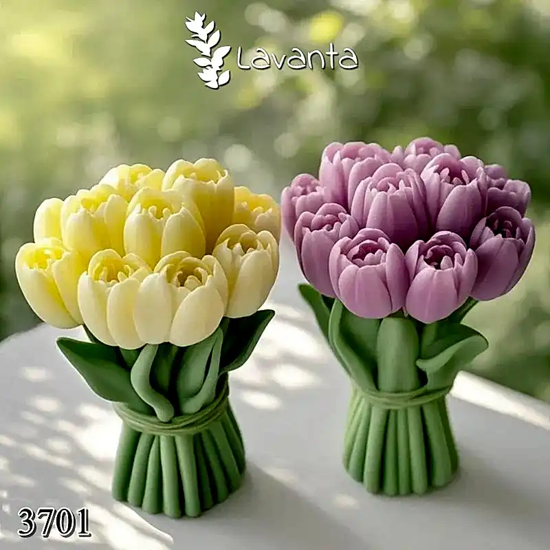 Lale Buketi Silikon Mum Kalıbı