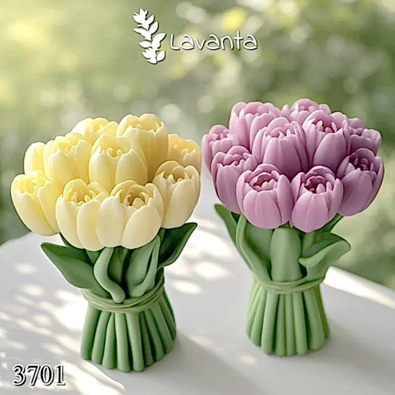 Lale Buketi Silikon Mum Kalıbı