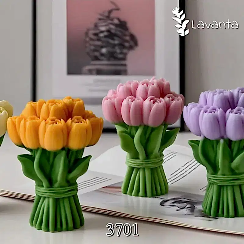 Lale Buketi Silikon Mum Kalıbı