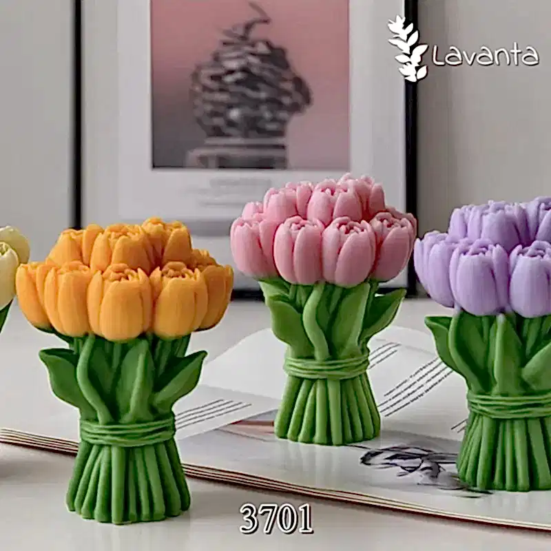 Lale Buketi Silikon Mum Kalıbı