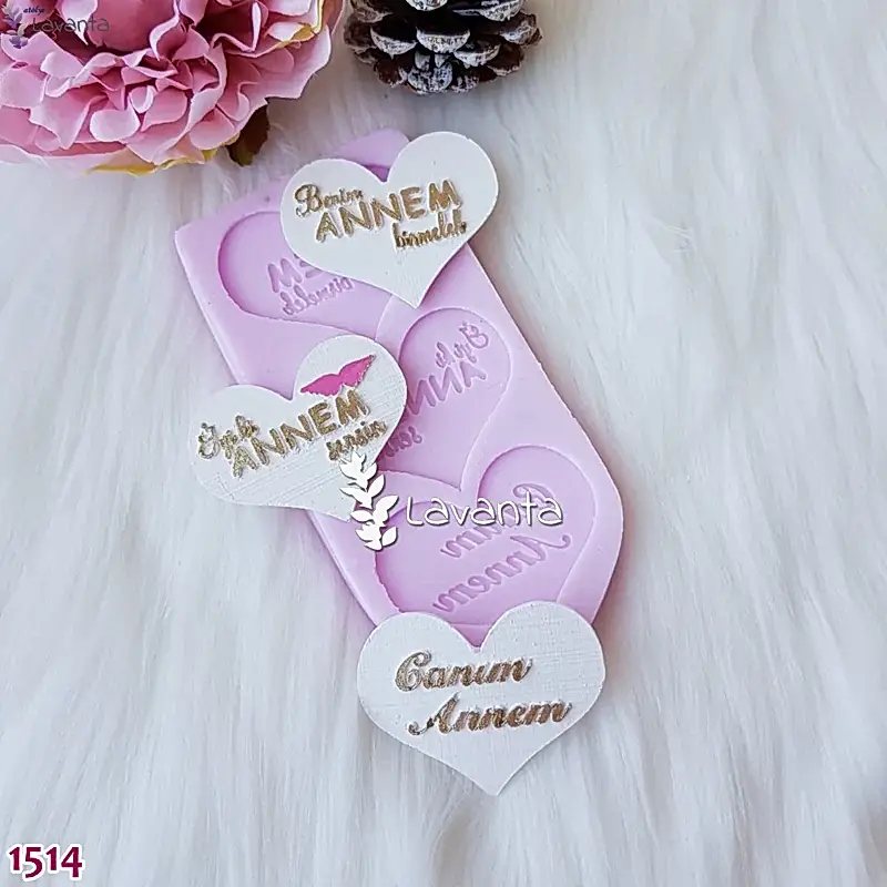 Anneler Günü Kalp Etiket Silikon Kalıpları