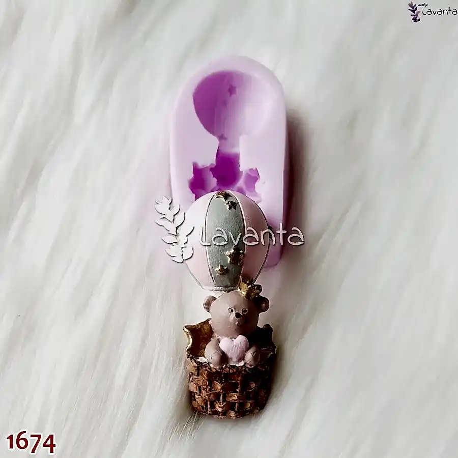 Ayıcıklı Uçan Balon Kalp Kokulu Taş Pano Kalıbı