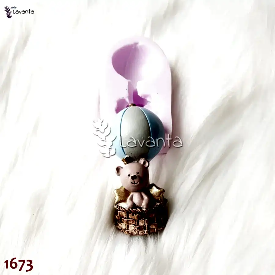 Ayıcıklı Uçan Balon Yıldız Kokulu Taş Pano Kalıbı