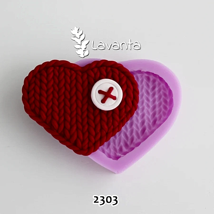 Büyük Örgülü Kalp Silikon Kalıbı