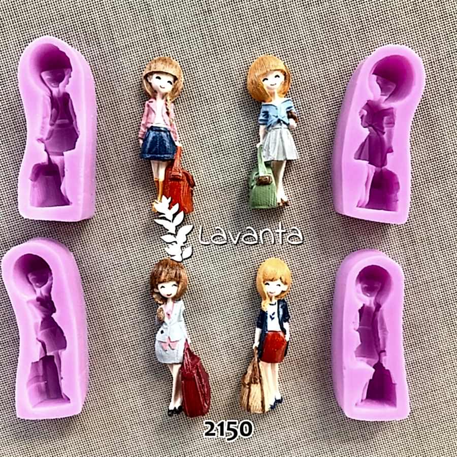 Çantalı Kızlar Dörtlü Set Kokulu Taş Pano Kalıbı