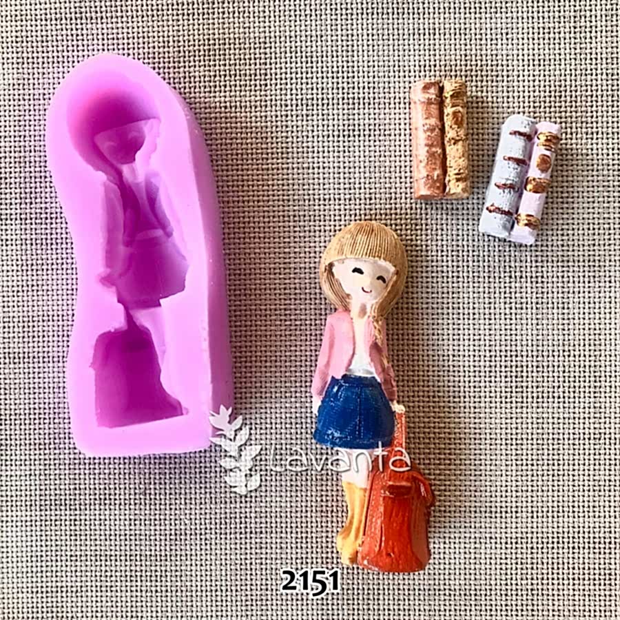 Çantalı Kızlar Kokulu Taş Pano Kalıbı