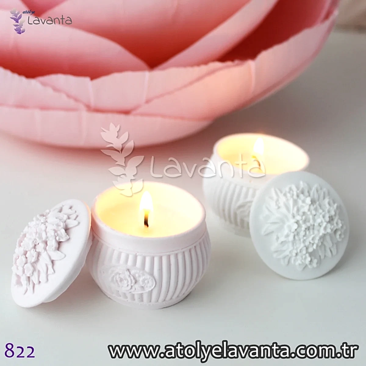 Çiçek Kapaklı Yuvarlak Mücevher Kutusu Silikon Kalıbı