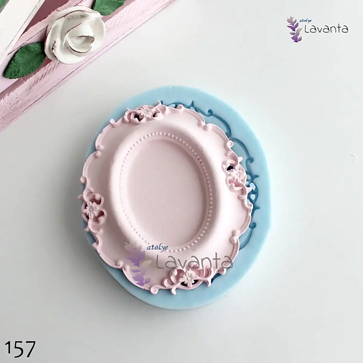 Dantel Detaylı Oval Çerçeve Silikon Kalıbı