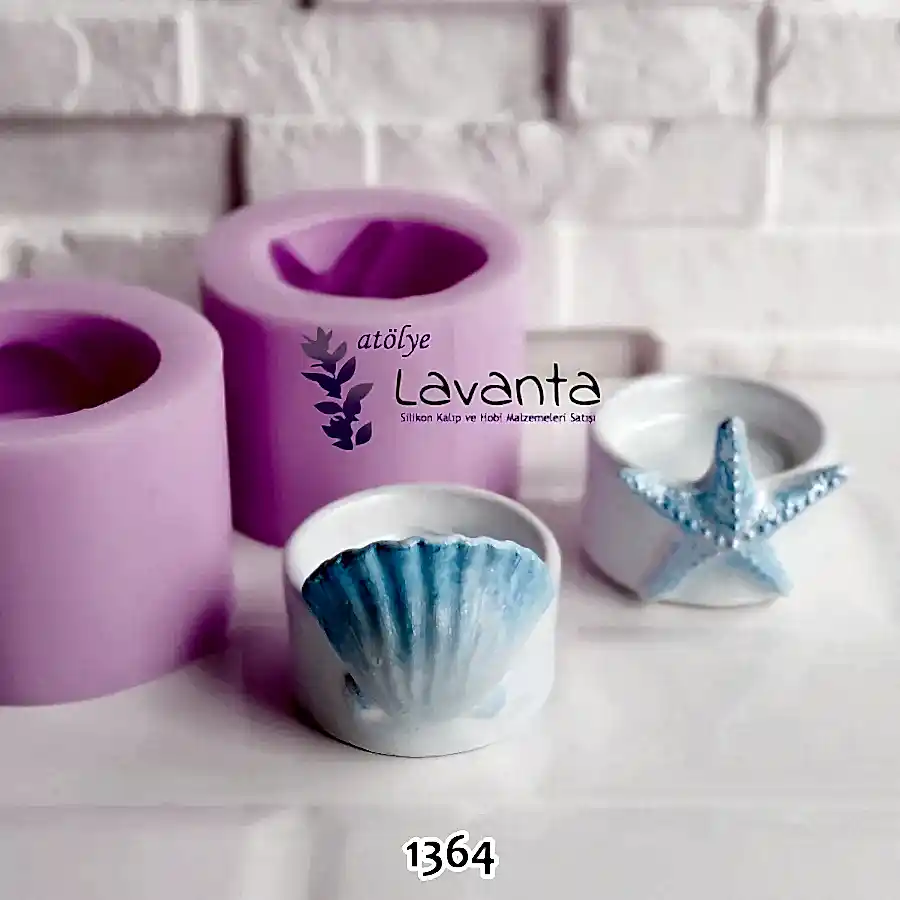 Deniz Yıldızı ve Kabuğu Tealight Mumluk Silikon Kalıbı