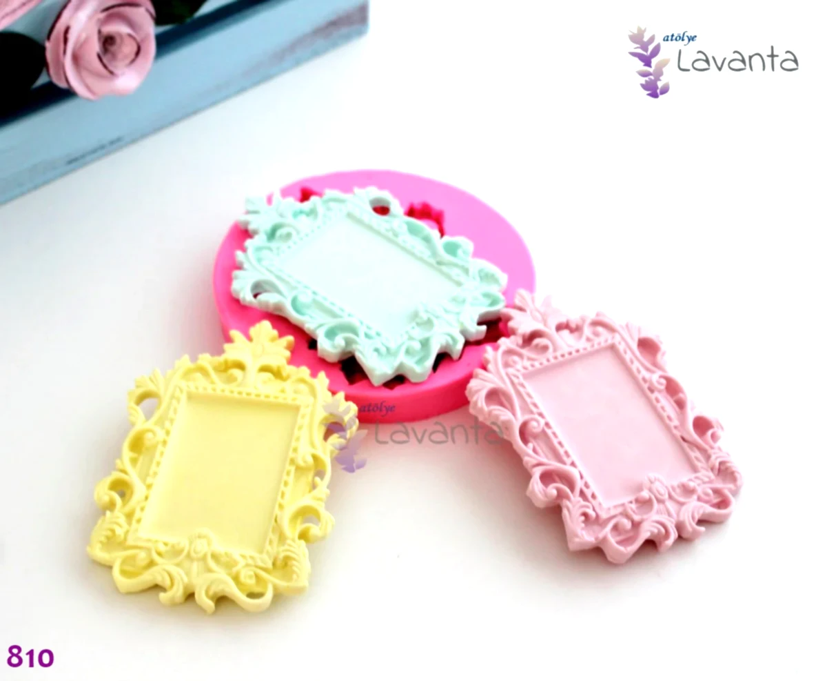 Desenli Dikdörtgen Çerçeve Silikon Kalıbı