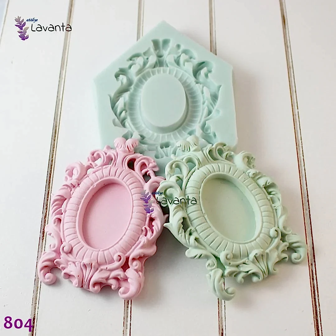 Desenli Oval Çerçeve Silikon Kalıbı