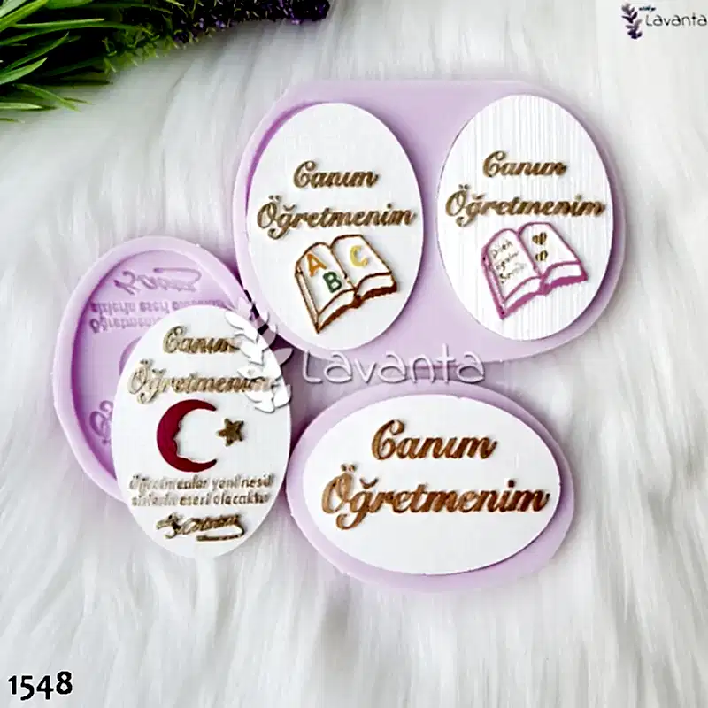 Dörtlü Oval Canım Öğretmenim Etiketleri Seti Kokulu Taş Kalıpları