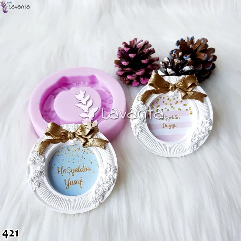 Fiyonklu Vintage Çerçeve Silikon Kalıbı