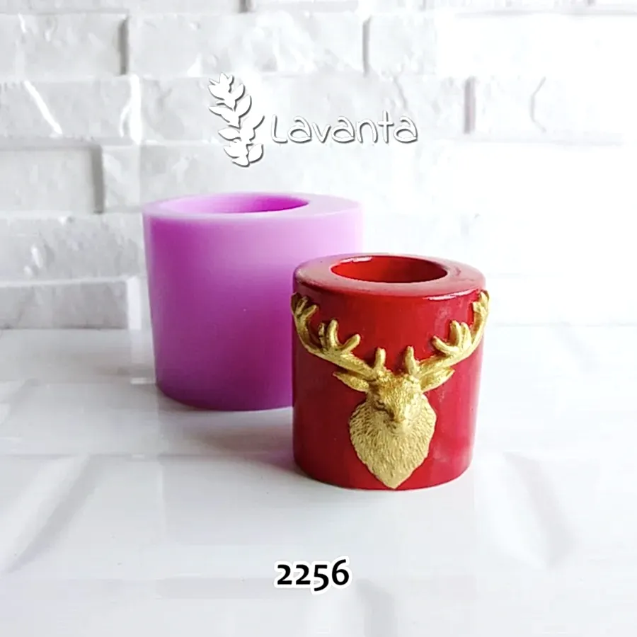 Geyikli Silindir Mumluk Silikon Kalıbı