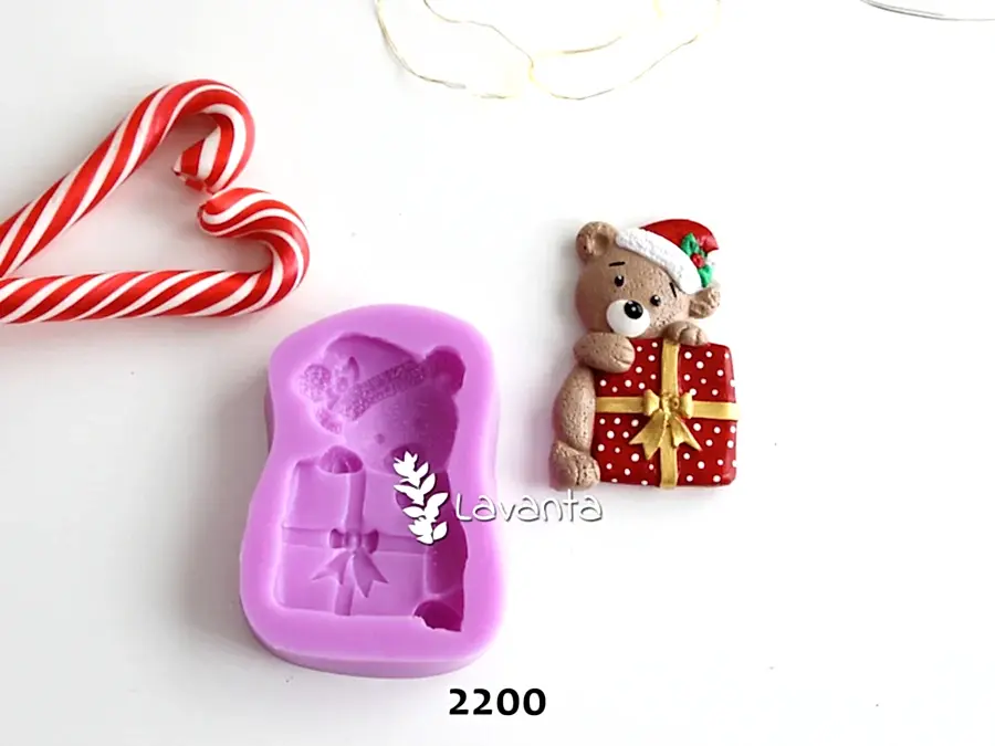 Hediye Paketli Ayıcık Silikon Kalıbı