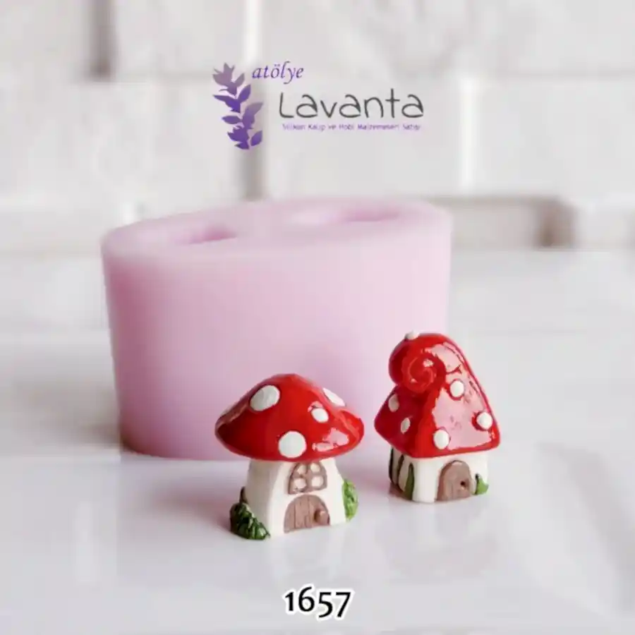 İkili Minik Mantar Ev Teraryum Kalıbı