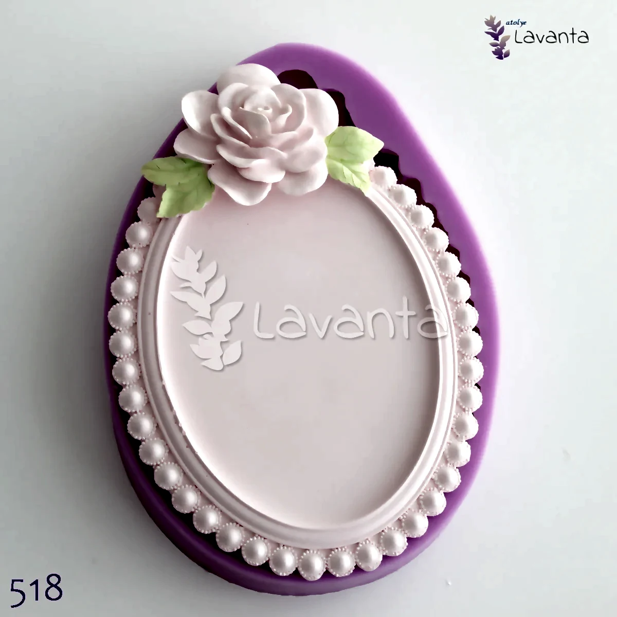 İnci Detaylı Vintage Çerçeve Silikon Kalıbı