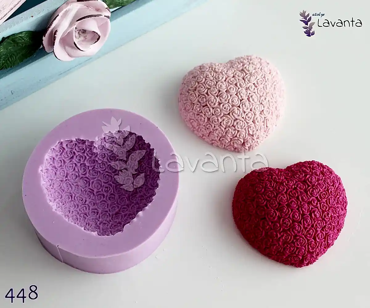 Büyük Kalp Gül Silikon Kalıbı