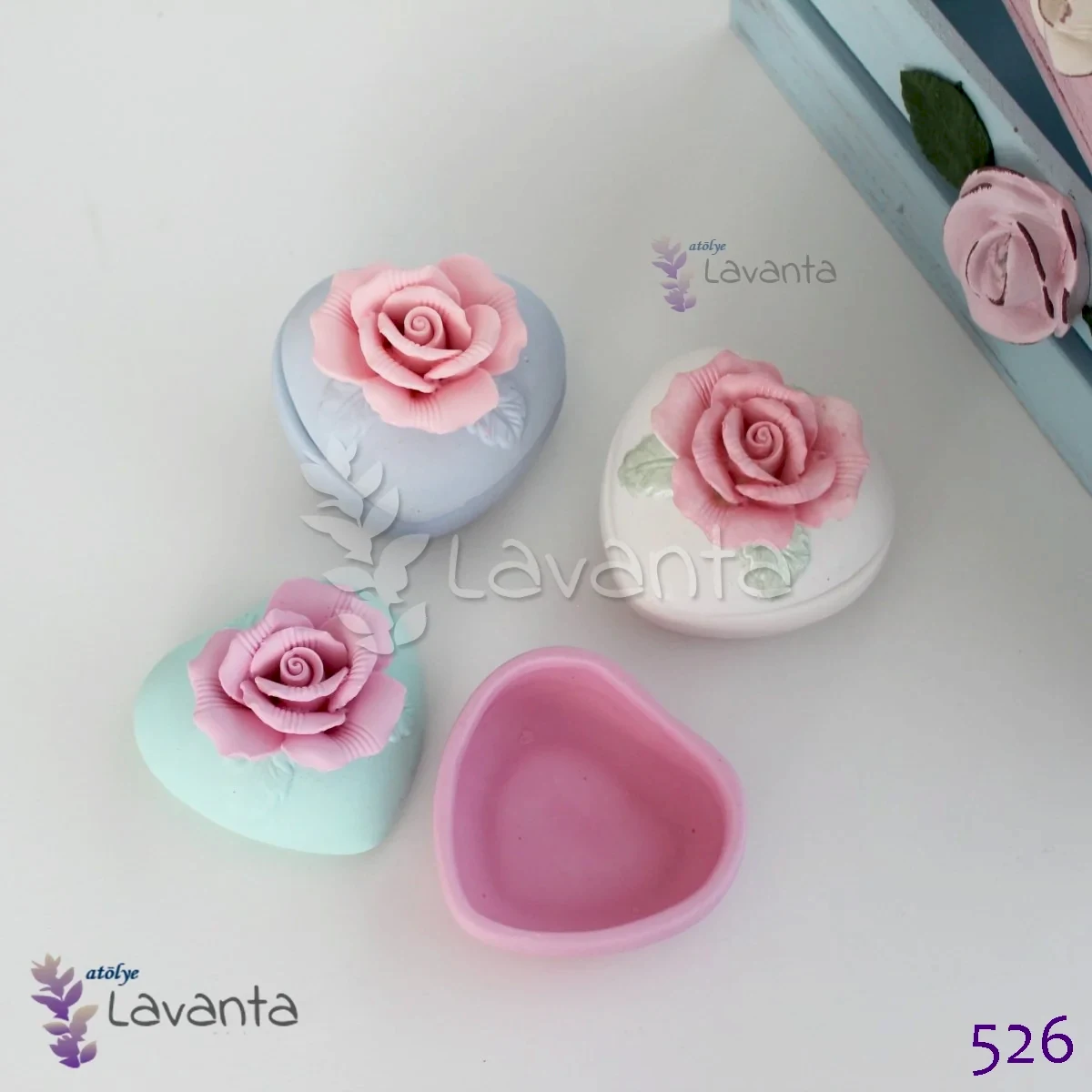 Kalp Üstünde Gül Mücevher Kutusu Silikon Kalıbı