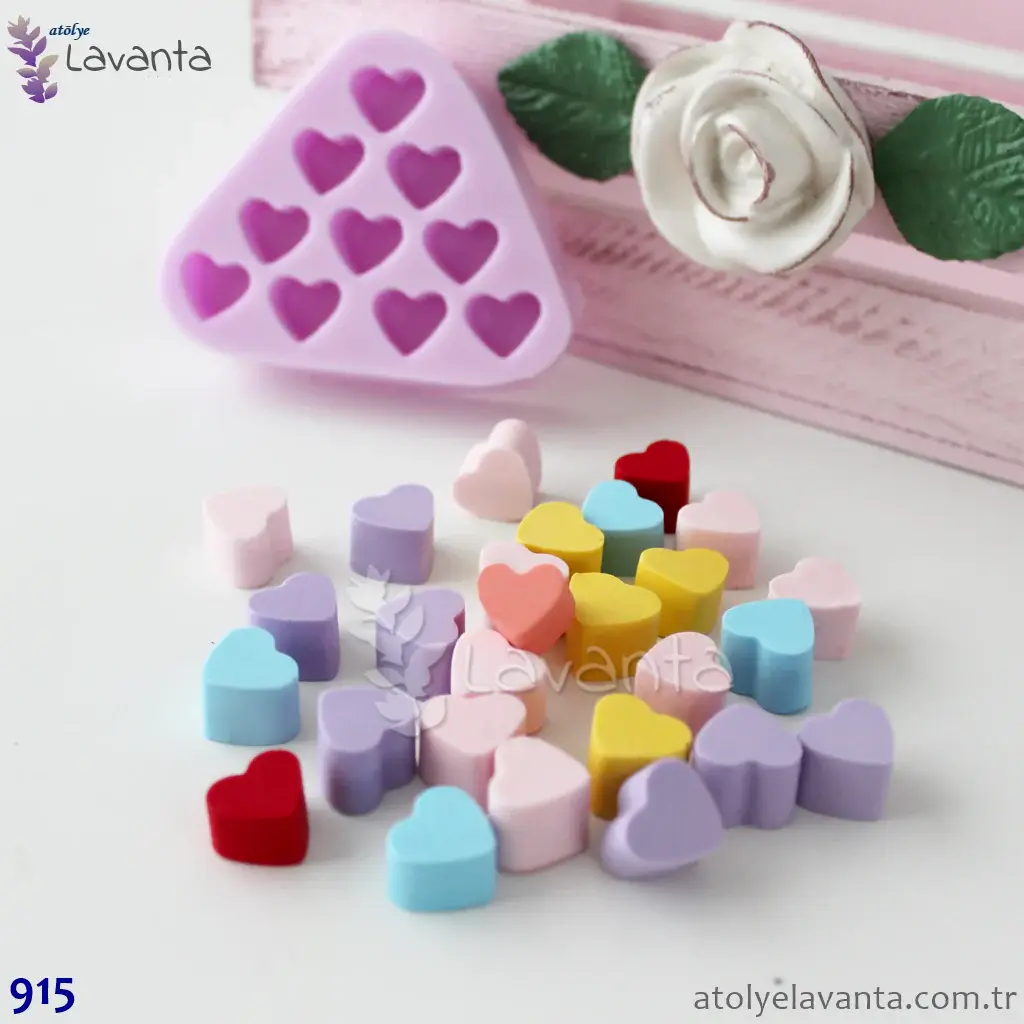 10 lu Minik Kalpler Silikon Kalıbı