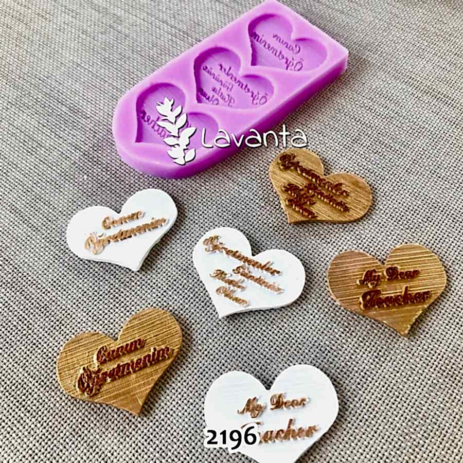 Öğretmenler Günü Kalp Etiket Silikon Kalıpları