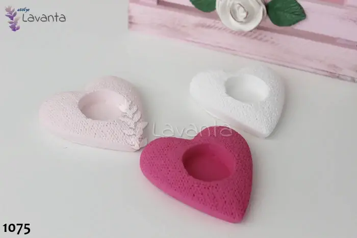 Örgü Desen Kalp Mumluk Silikon Kalıbı