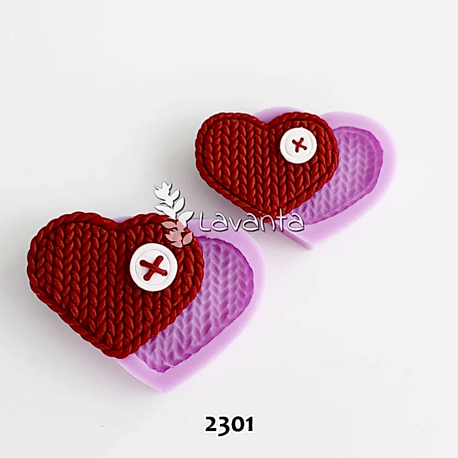 Örgülü Kalp İkili Set Silikon Kalıpları