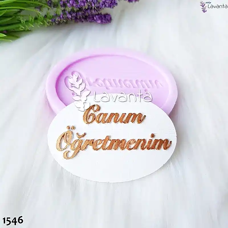 Oval Canım Öğretmenim Etiketi Kokulu Taş Kalıbı