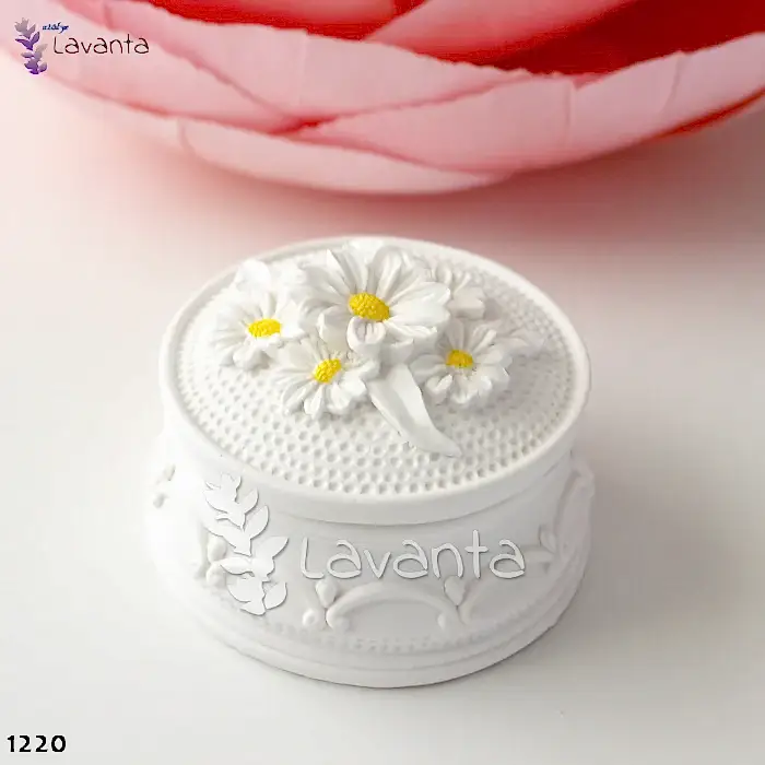 Papatyalı Yuvarlak Mücevher Kutusu Silikon Kalıbı