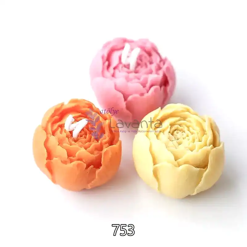 Top Şakayık Gül Mum Kalıbı