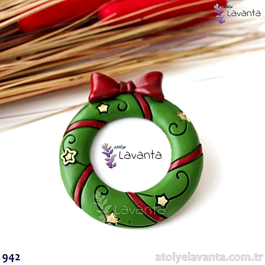 Yılbaşı Fiyonklu Yuvarlak Çerçeve Silikon Kalıbı